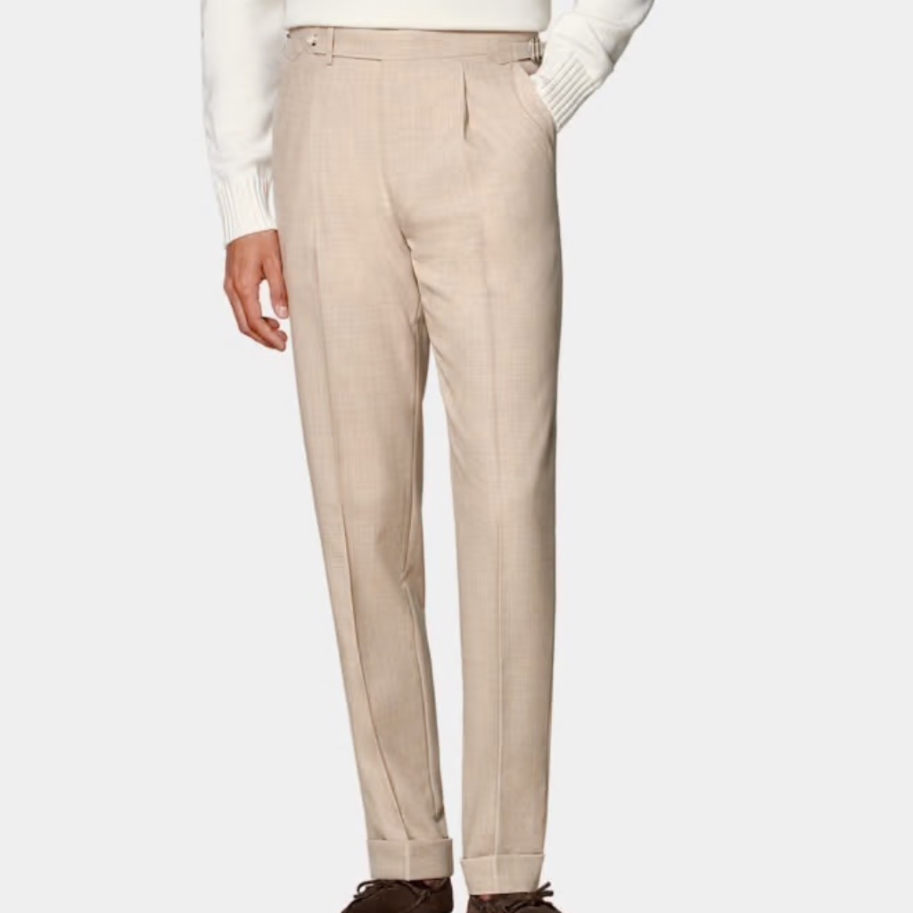 Sand Pleated Vigo Trousers (Suit Supply)